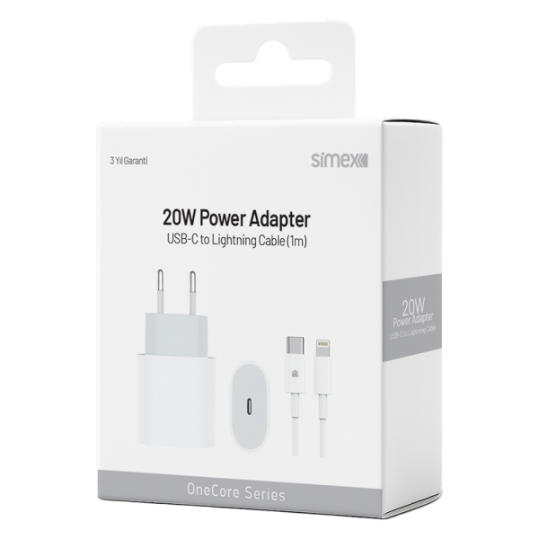 Simex Sps-15 20w PD Şarj Cihazı ve Lightning Kablo Şarj Seti