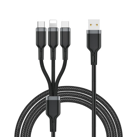 Wiwu Wi-C014 3in1 USB-A to Lightning – Type-C – Micro Şarj  Kablosu 3.1A 