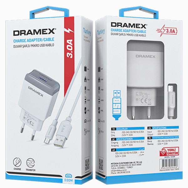 Dramex D30M 3.0 Amper Hızlı Micro Şarj Seti