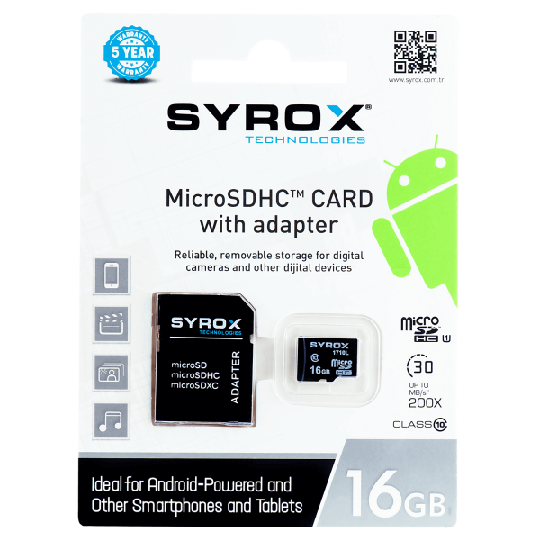 Syrox MC16 16GB Micro Sd Hafıza Kartı Syrox MC16 16GB Micro Sd Hafıza Kartı